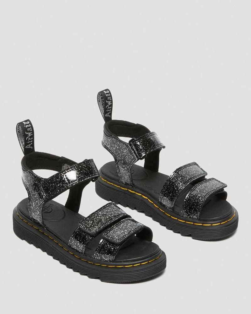 Kids' Dr Martens Junior Klaire Glitter Sandals Black | AU 718VRW